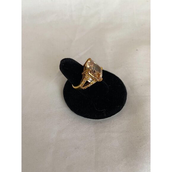 Lovely  yellow goldtone warm light amber color CZ ring size 6 - Picture 3 of 7